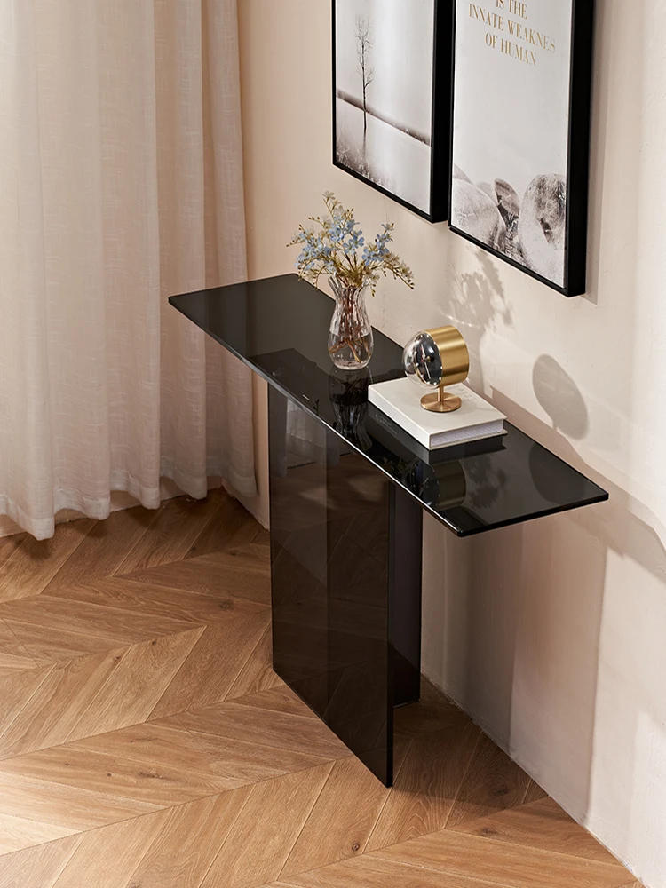 

Customized, ultra-narrow acrylic entry front door entrance table against the wall glass strip table new Chinese entrance table