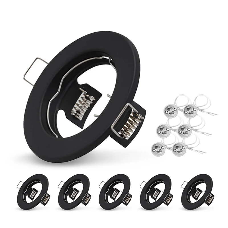 

ABUP-6Pcs Down Light Frame Recessed LED Ceiling Fixtures Downlight GU10 MR16 Ceiling Spot Lights Fitting Fixture Easy Install Bl