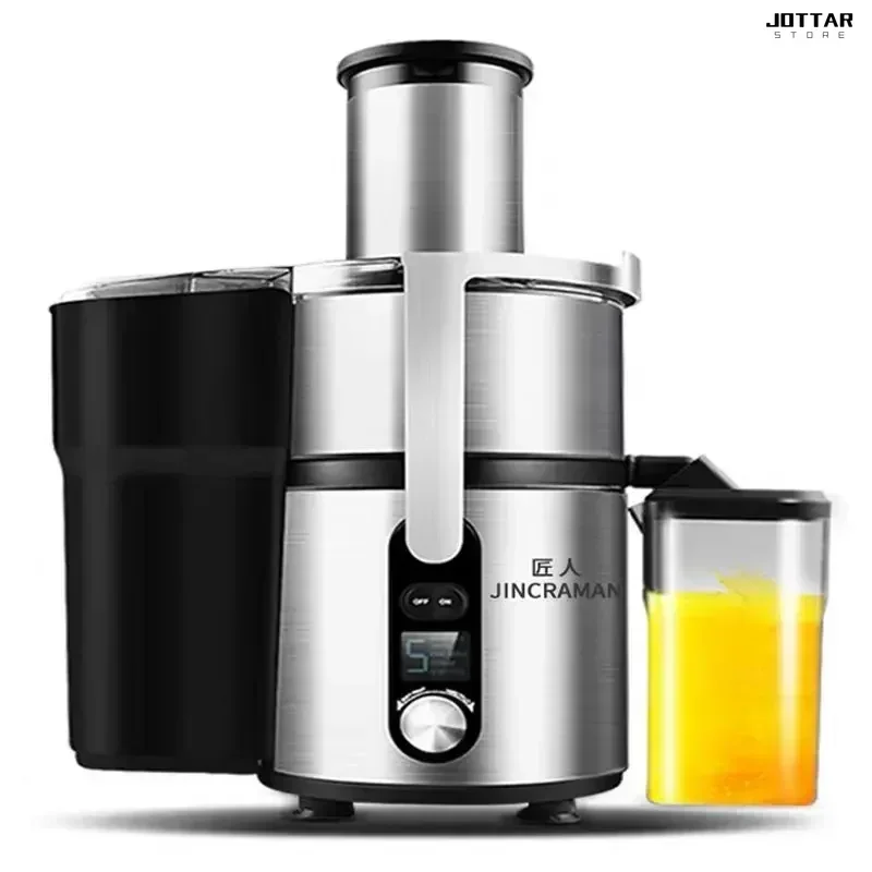 Large caliber juice extractor - for commercial and home use.  Stainless steel. Automatic with slag juice separation.