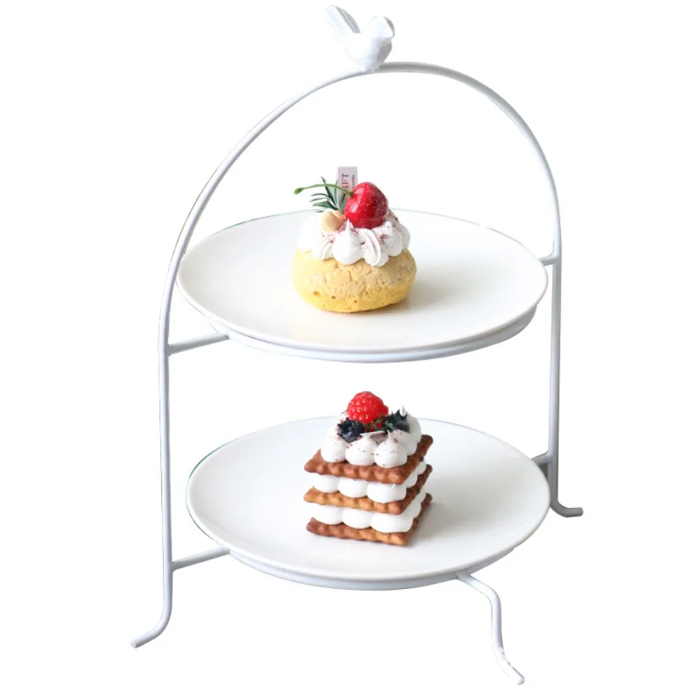 Mori wedding white dessert table display rack cold meal tea break dessert cake rack set birthday cake tray set table.