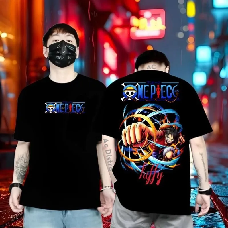 Anime One Piece Anime Munch D. Luffy Pattern 2025 Summer New Hot Selling Men's Women's Casual Loose Hip Hop Pure Cotton T-shirt