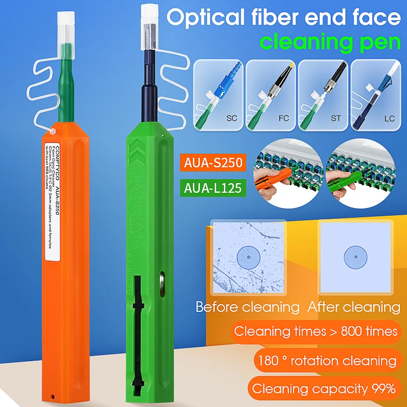 AUA-S250/L125 Optical Fiber End Face Cleaning Pen 2.5mm SC/FC/ST/E2000 And 1.25mm(LC/MU) (Optional) Fiber Optic Cleaner Pen