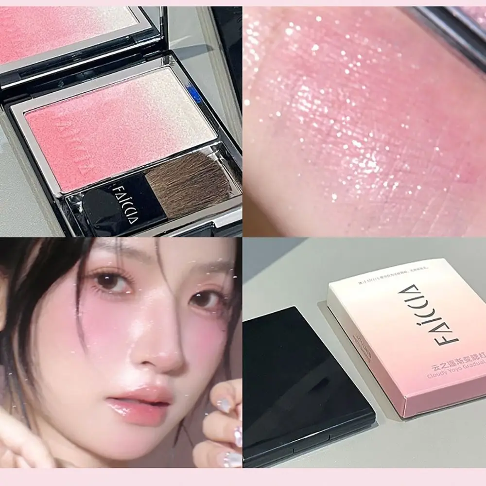 Fard in polvere di colore sfumato Glitter perlescenti Fard multiuso Palette di ombretti Evidenzia illuminante naturale