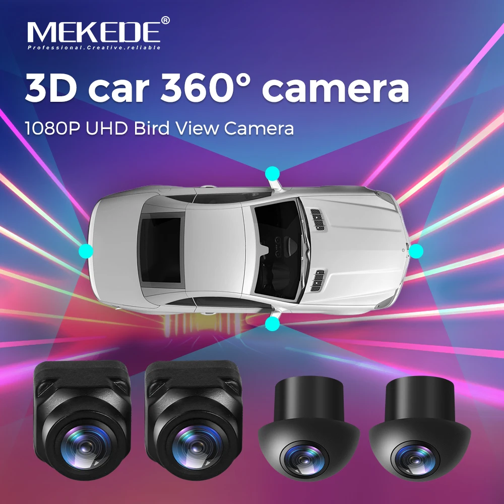 MEKEDE 자동차 키트 360 파노라마 시스템, 안드로이드 라디오 화면 멀티미디어용, 1080P AHD, 오른쪽, 왼쪽, 전면, 후면보기, 야간 투시경 카메라 