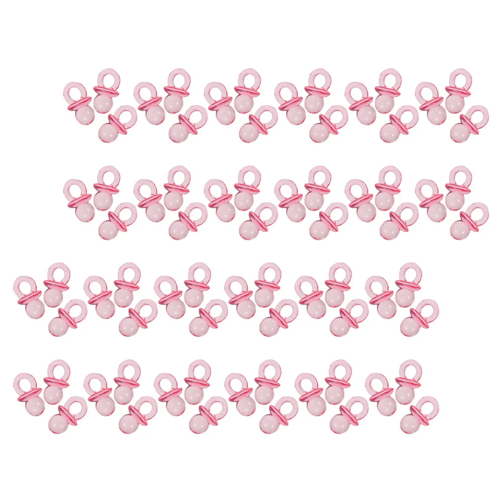 150 Pcs Baby Girl Pacifiers Mini Nipple Clear Acrylic Shower Decorations Pink