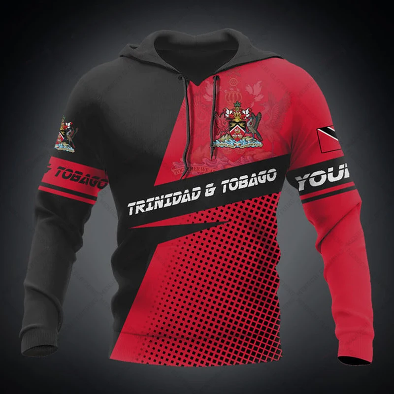 Custom Name Trinidad And Tobago Emblem Unisex Graphic Hoodies Loose Fashion Sweatshirts Boy Casual Clothing Oversized Streetwear