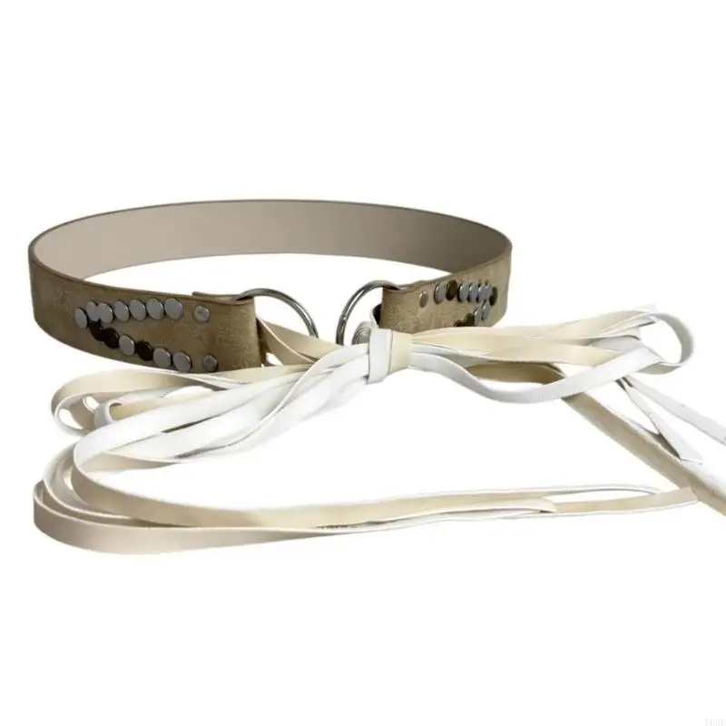 Soft Comfortable PU Leather Wide Waist Belt With Wrap Around Closure Tied Waist Cincher Adjustable Waiststrap Y08E