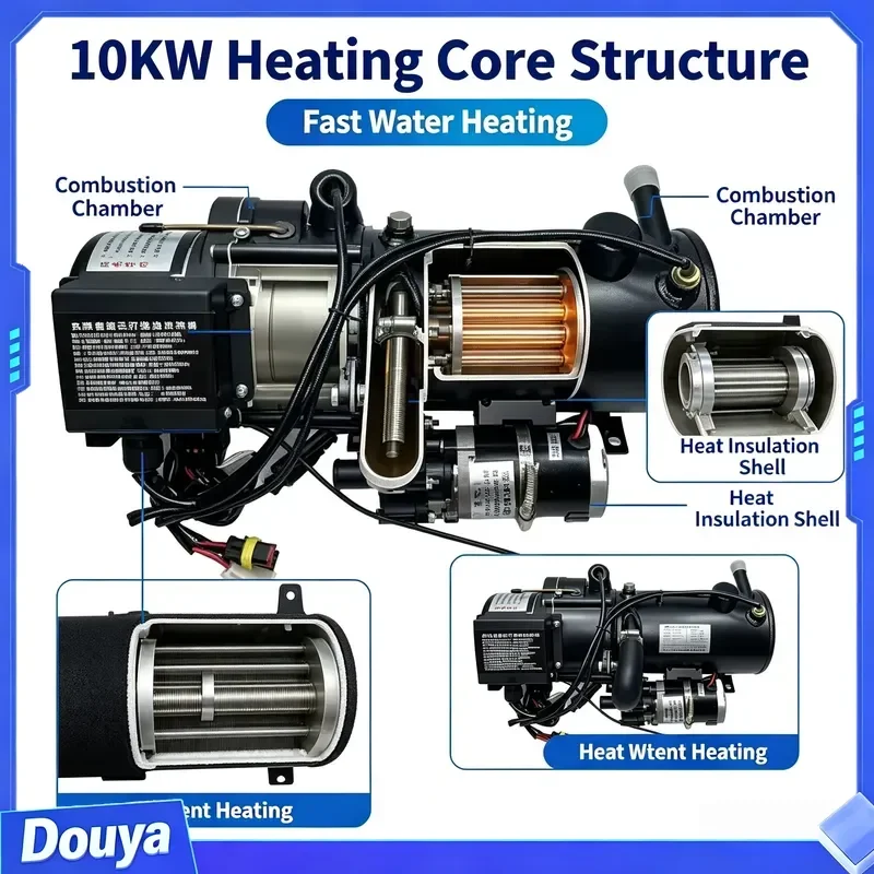 10KW Water Heating Parking Heater, 12V 24V Engine Preheating Boiler for Freight Truck & Agricultural Machinery