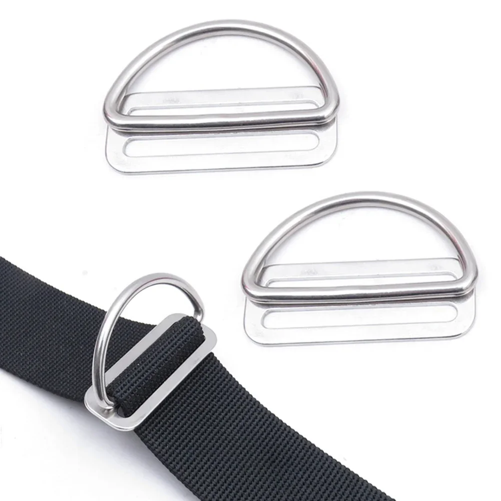 1/2 Pair Scuba Diving D Ring Buckle+Stainless Steel Webbing Belt Keeper For Side Mount Cylinder Latches Scuba Diving Accessories