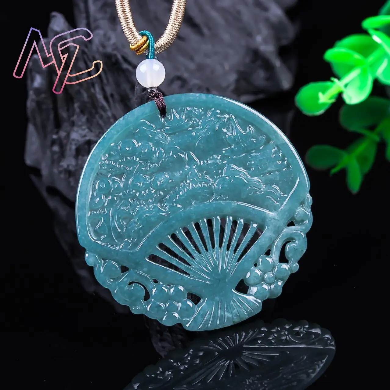 Myanmar Jadeite Fan Pendant Talismans Charm Designer Real Jade Necklace Carved Amulet Gifts for Women Luxury Accessories
