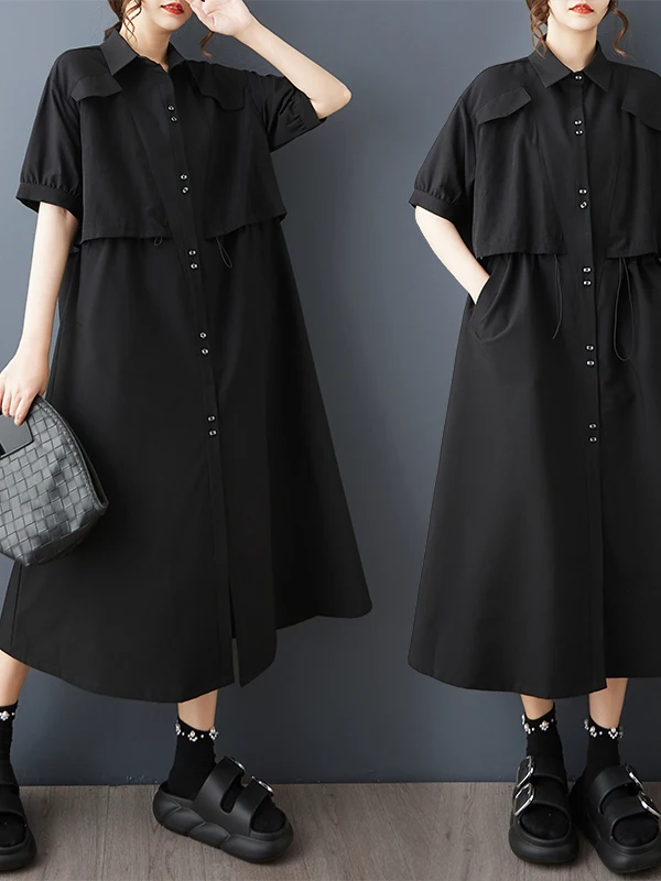 k Sle Long irt Dr Women's Faion Slimming High-End Large Size Spring Summer New Arrival Korean Sle Loose Waist