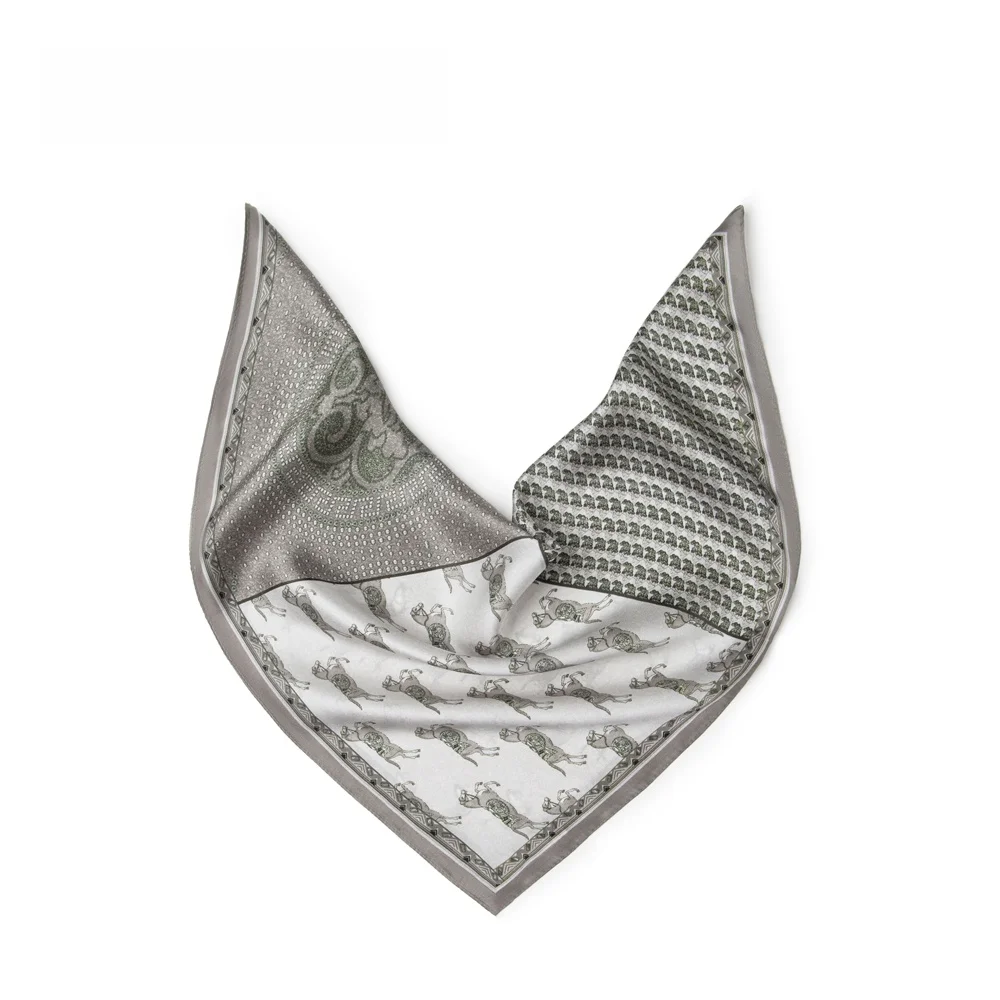 カジュアルメンズトライアングルスカーフアウトドアレジャー小さな正方形タータンチェック馬柄4方向デイリーマッチ高品質オートバイライディング個性派