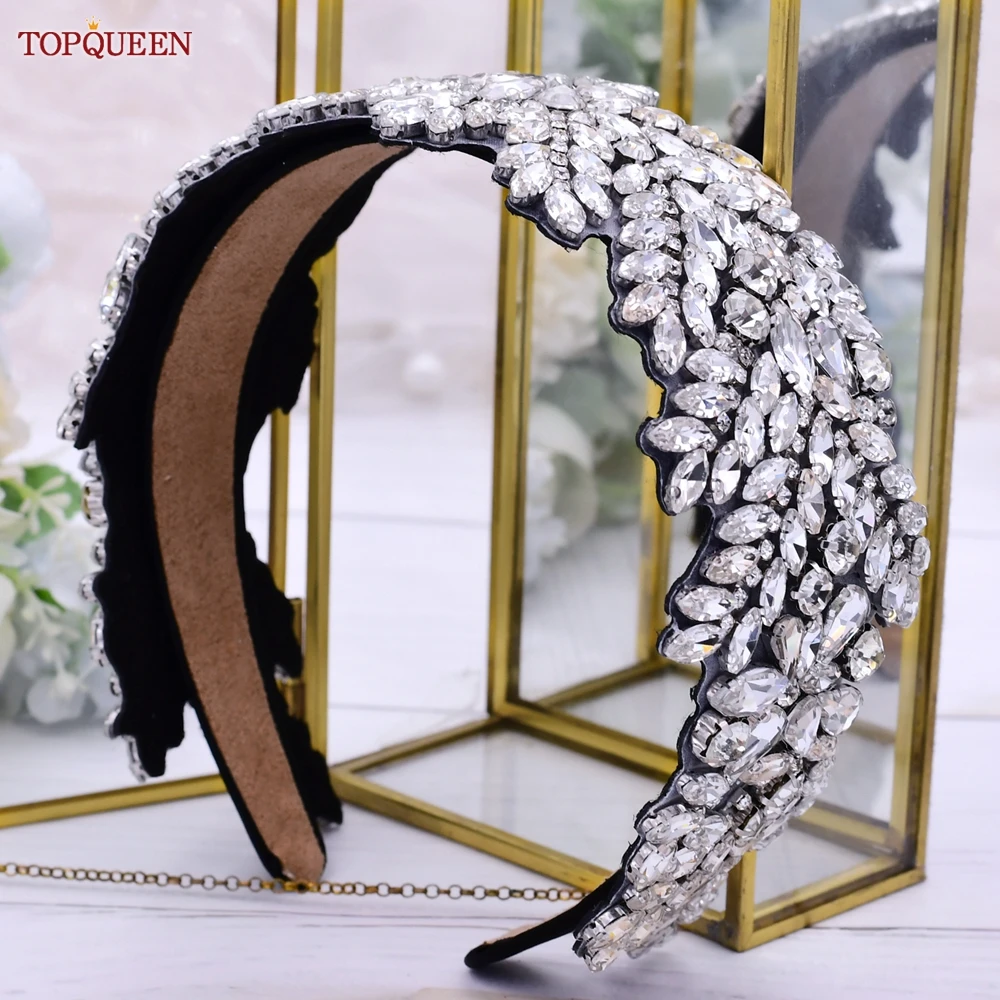 

TOPQUEEN Fashion Headdress Baroque Style Full Rhinestone Women's Hairband Prom Headdress Daily Headband S420-D