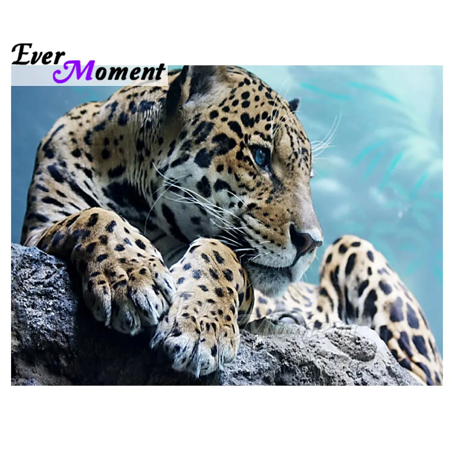 

Алмазная картина Ever Moment, ручная работа, леопард, лежачий камень, картина украшения, домашняя алмазная вышивка ASF1518