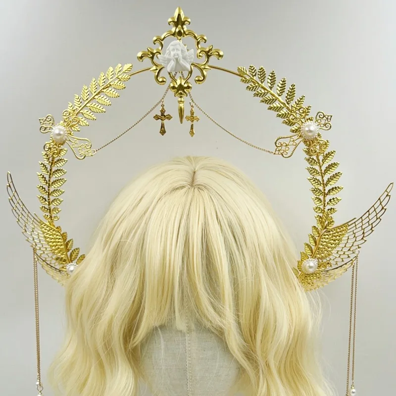 Lolita Leaves Halo Crown Angel Wings Headband