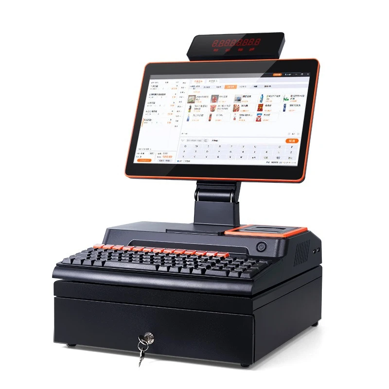 Caja registradora integrada para supermercado con impresora, teclado y caja de efectivo, caja registradora especial para supermercado.