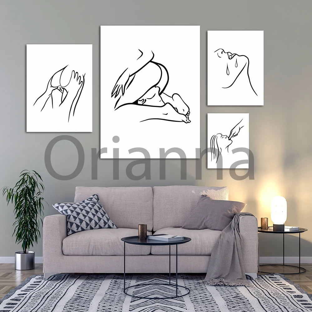 Nordic Minimalist |Erotic Wall Art Nude Prints|Wall Decor |Feminist Poster | Abstract Sex Sketch Poster Home Decoration Painting