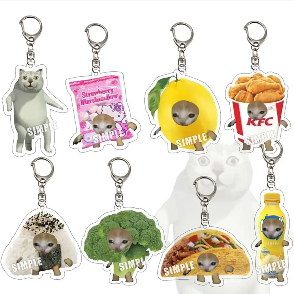 

Phone Accessorie Food Cat Happy Cat Keychain Backpack Charm Happy Cat Food Cat Keyring Cartoon PVC Male/Female