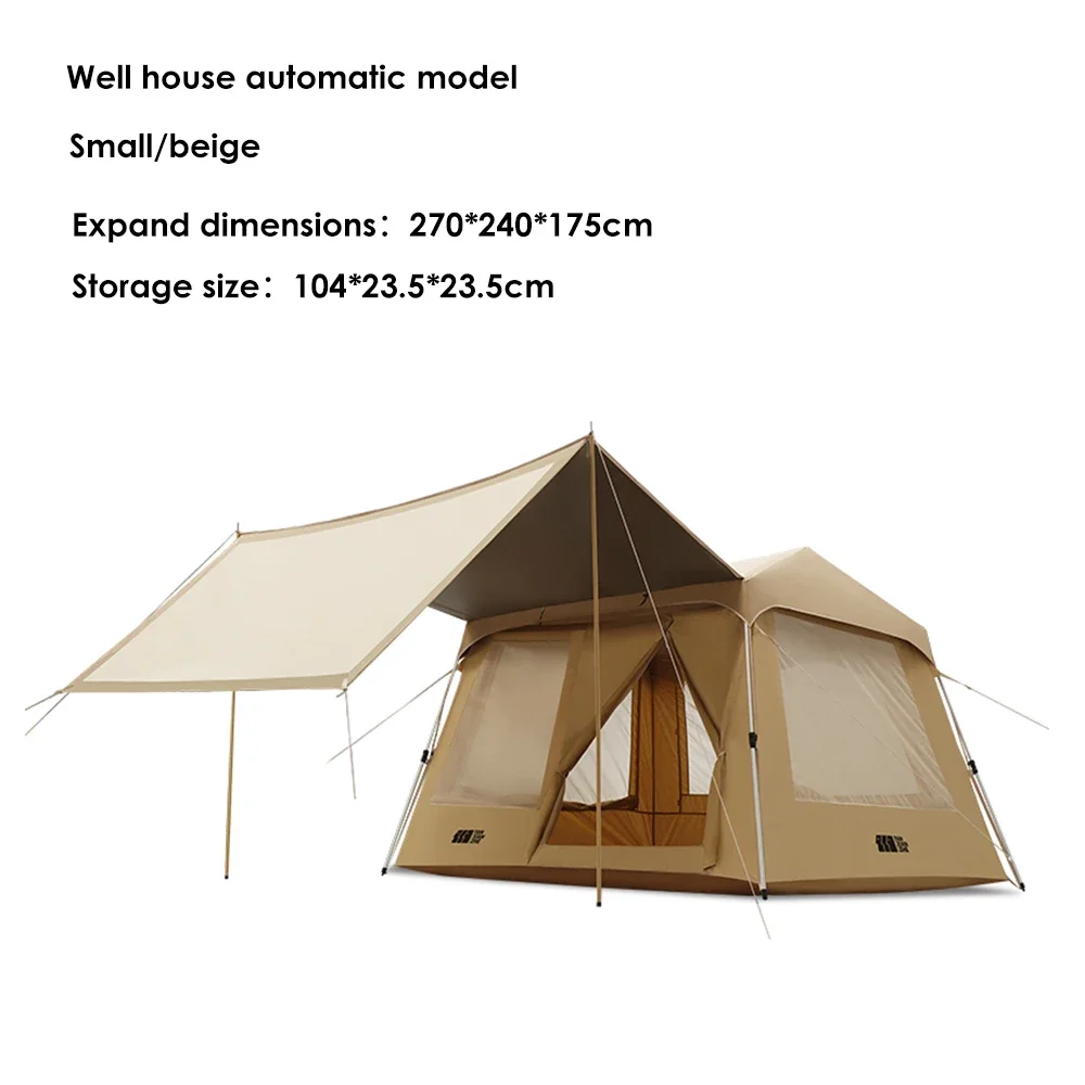 Luxury Automatic Portable Cot Tent for Family Waterproof Outdoor Camping with Aluminum Pole Two-Bedroom Fits 5-6 People