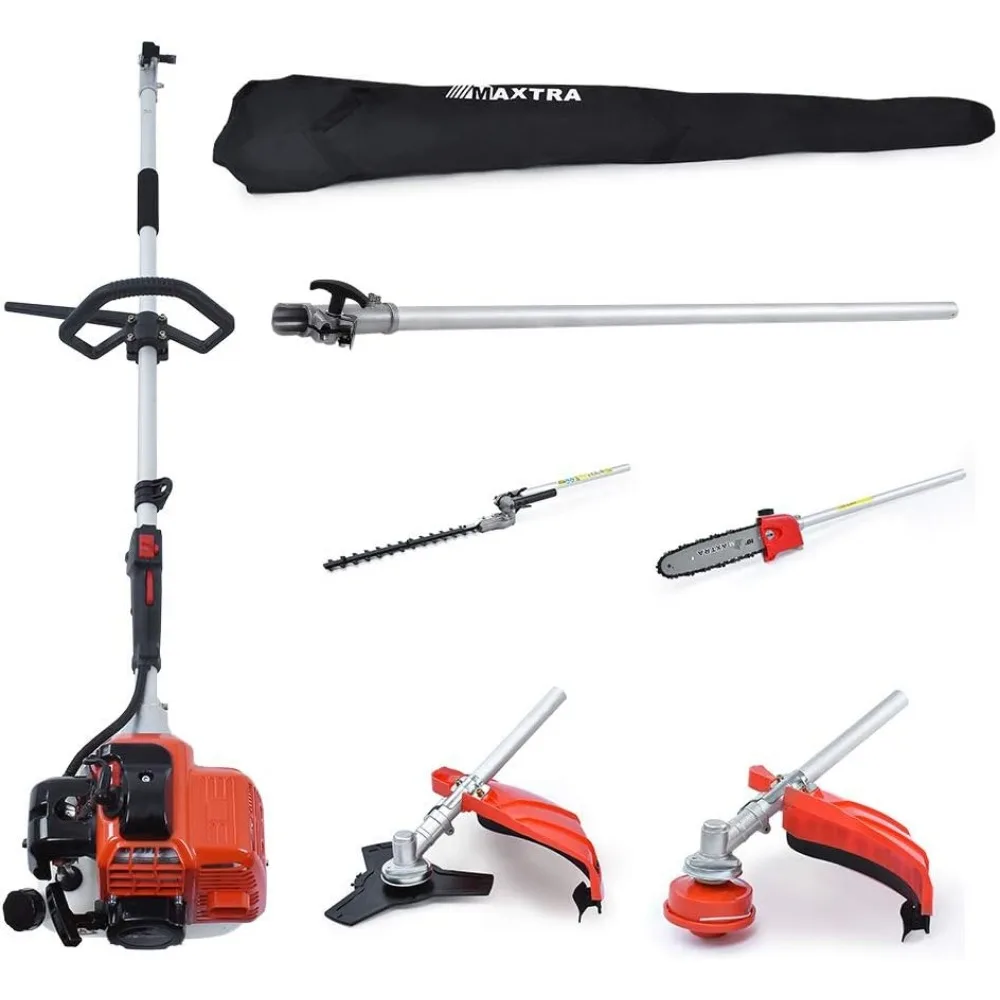 Feet Reach for Tree Trimming, Cordless Gas Pole Chainsaw Hedge Trimmer Grass Brush Cutter Multifunctional Tools Combo