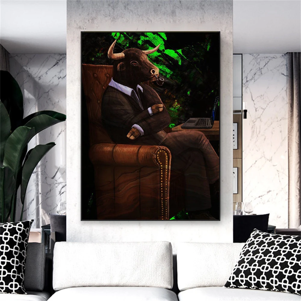 Colorful Fashion Graffiti Poster Motivational Bear & Bull Trading Print Living Room Canvas Painting Financial Office Wall Decor