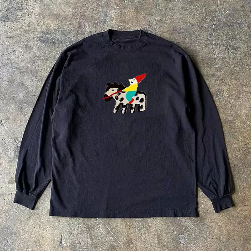 Long Sleeve 310 Pure Cotton Men's T-Shirt Upward Hero Non-Light American Style Couple's T-Shirt Youth Loose Fit Printed Tee