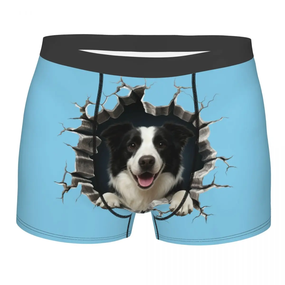 Breaking Through Border Collie Boxers Briefs Men's Stretch Dog Lover Underwear Valentine's Day Wedding Gift For Husband