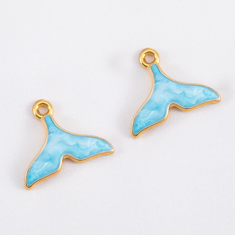 10 Stück Trend Weiße Emaille Ozean Koralle Muschel Fisch Knochen Fischschwanz Herz Charms Legierung Anhänger DIY Halskette Schlüsselanhänger Schmuckherstellung