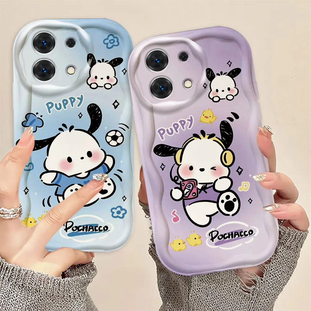 

Cute Baby Pochacco Cover 3D Wave Phone Case For Xiaomi Redmi NOTE 13 12 12S 11 11S 10 10T 9 8 Pro Plus White TPU Case Funda Capa