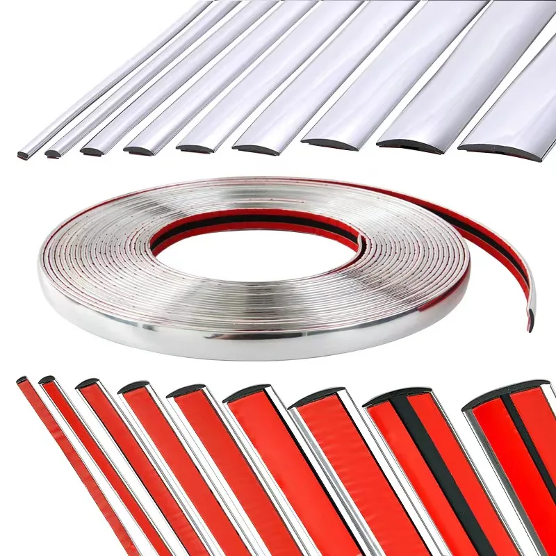 Universal 18mm Wide Car Chrome Bright Strips  Silver Gold Black Red Exterior Decoration Anti-collision Tape Covering Scratches