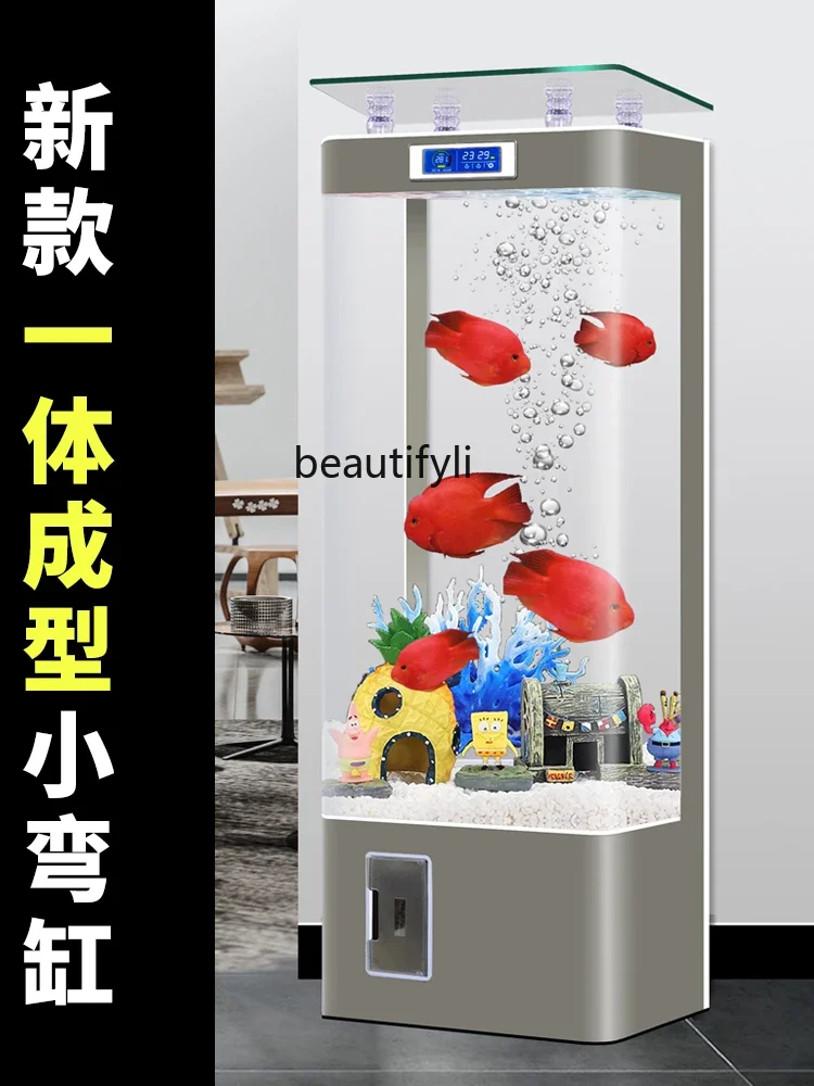 Intelligent Hot Bending Integrated Molding Glass Fish Tank Upper Filter Vertical Aquarium