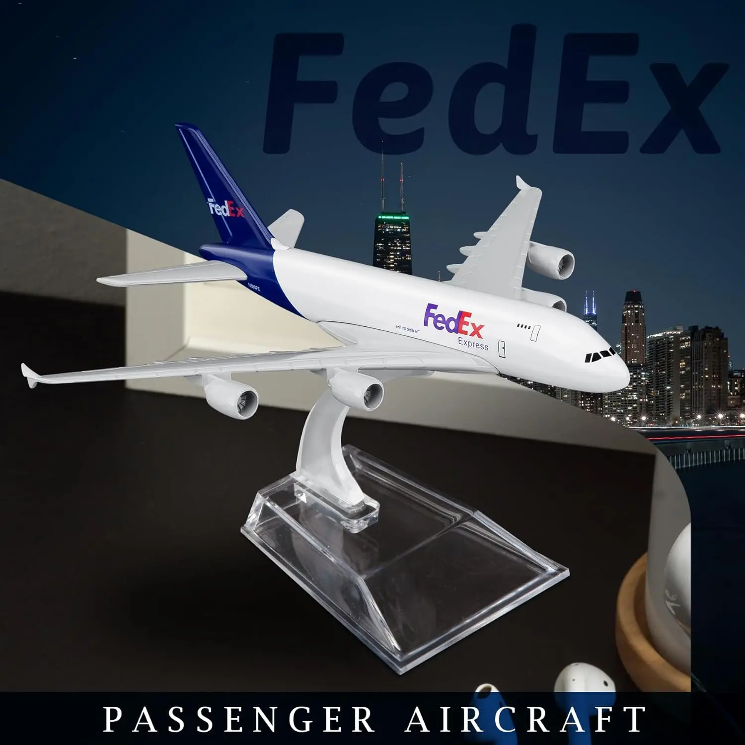 A380 نموذج طائرة طائرة فيديكس الخطوط الجوية 16 سنتيمتر 1/400 مقياس الطائرات دييكاست ألعاب معدنية نموذج طائرة عرض الأطفال