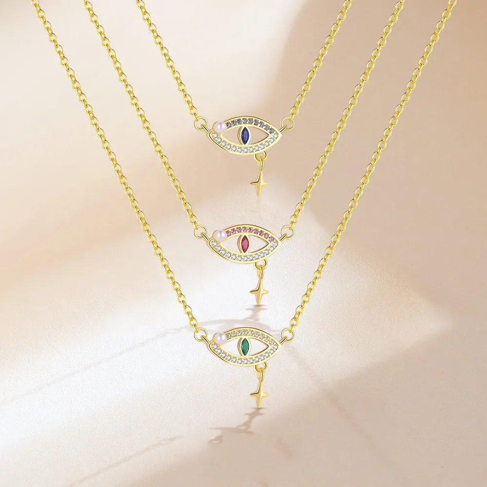 

Стильный воротник Евро — женское ожерелье S925 Pearl Evil Eye с 4-конечной кисточкой