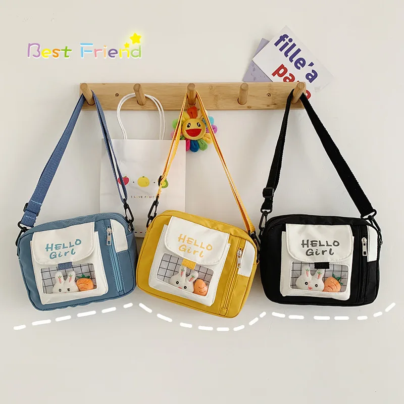 Women\'s Canvas Messenger Bag Japanese Mini Small Bag Primary and Middle School Students Cute Shoulder Bag Transparent Jelly Bag