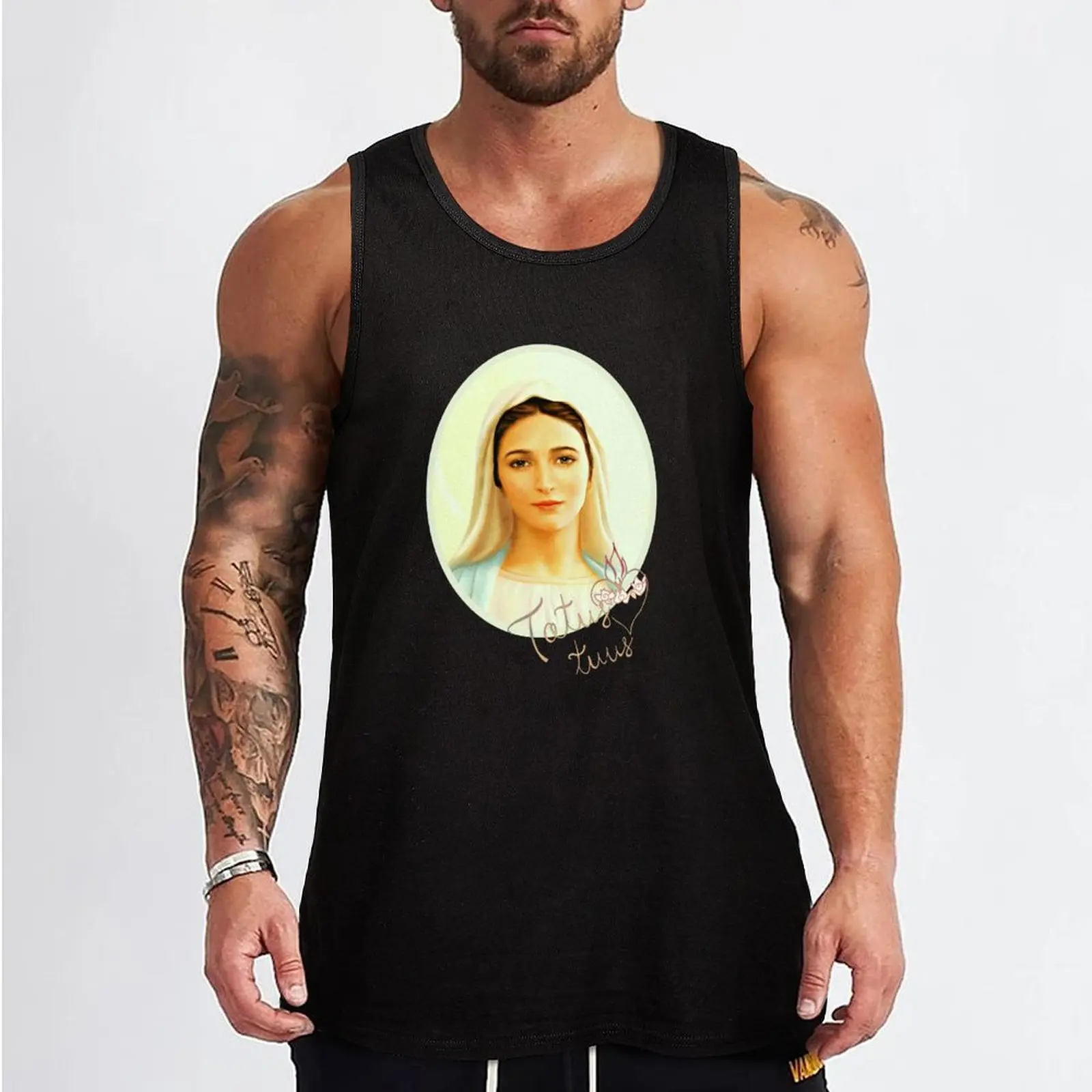 Virgin Mary, Majka Marija Our Lady of Medjugorje Totus Tuus Tank Top Men's vest t shirt Vest for boy gym Men's t-shirts