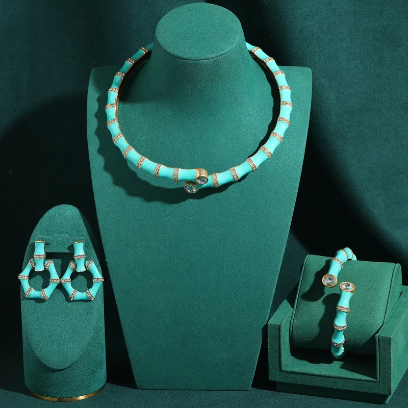 

Vintage Choker Blue Necklace Luxury Set For Woman Green Enamel Snake Bone 2026 Gold Color Designer Accessories Valentine Day