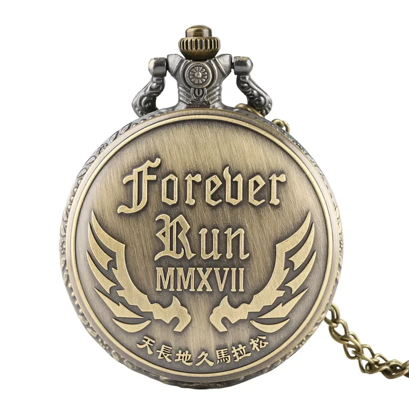 Vintage Pocket Watch for Men Women Arabic Numerals Quartz Analog Watches with Chain Marathon Design Collectable Timepiece Reloj