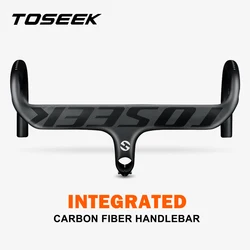 TOSEEK Bicycle Handlebar Road Carbon Handlebar 28.6mm Bicycle Handlebar With Stem  400/420/440mm  Matt Black