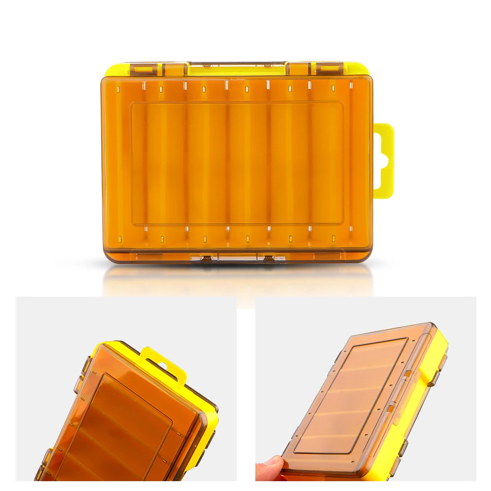 DNDYUJU Fishing Lure Box 19.5cm*13.5cm* 3.7cm Compartments Double Sided Waterproof Fishing Tackle Pesca Fishing Accessories