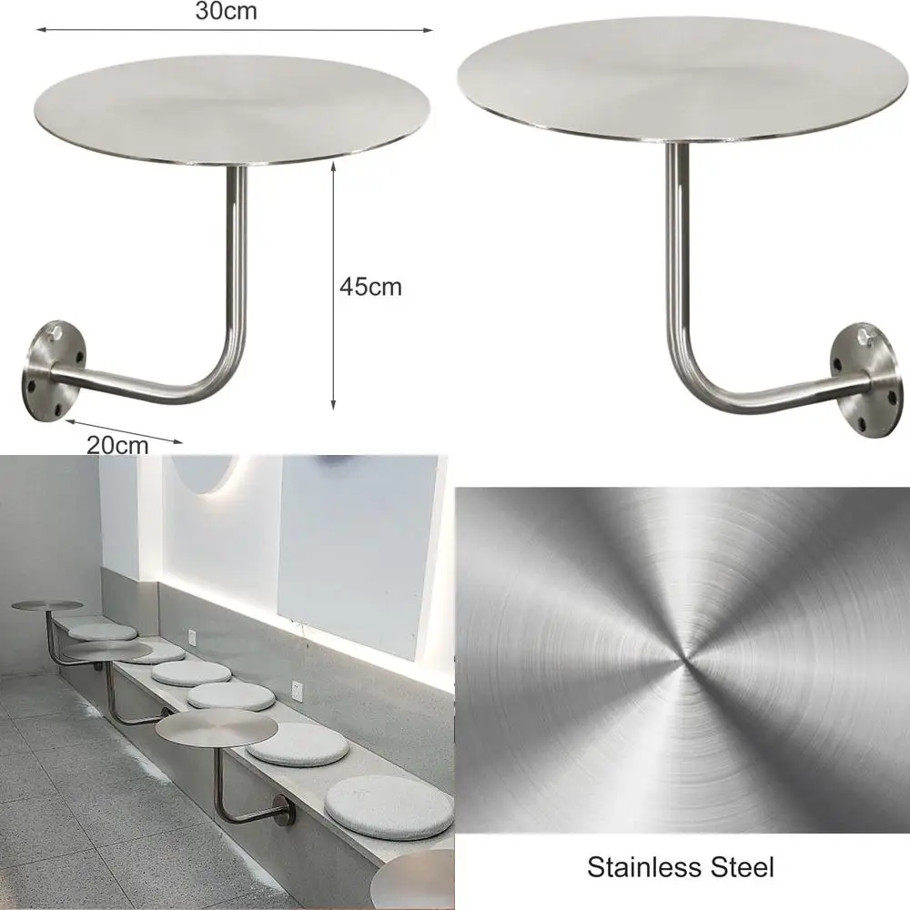 

Wall-Mounted Stainless Steel Round Pub Table, Ideal for Cafes and Commercial Dining Spaces