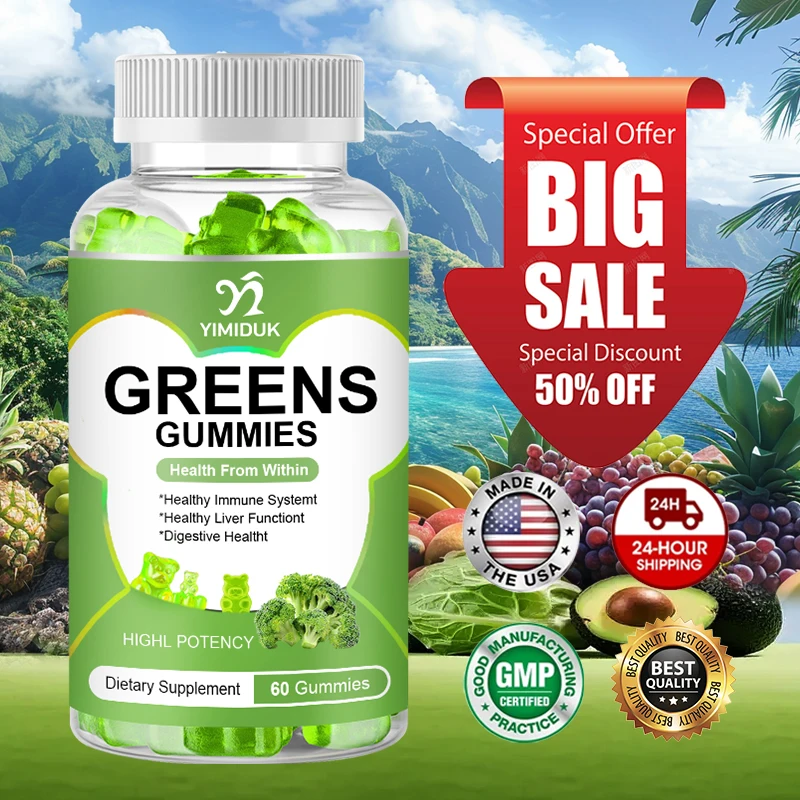 

Organic Greens Superfood Gummies, Packed with Antioxidants, Boosts Immunity, Energy & Promotes Gut Balance