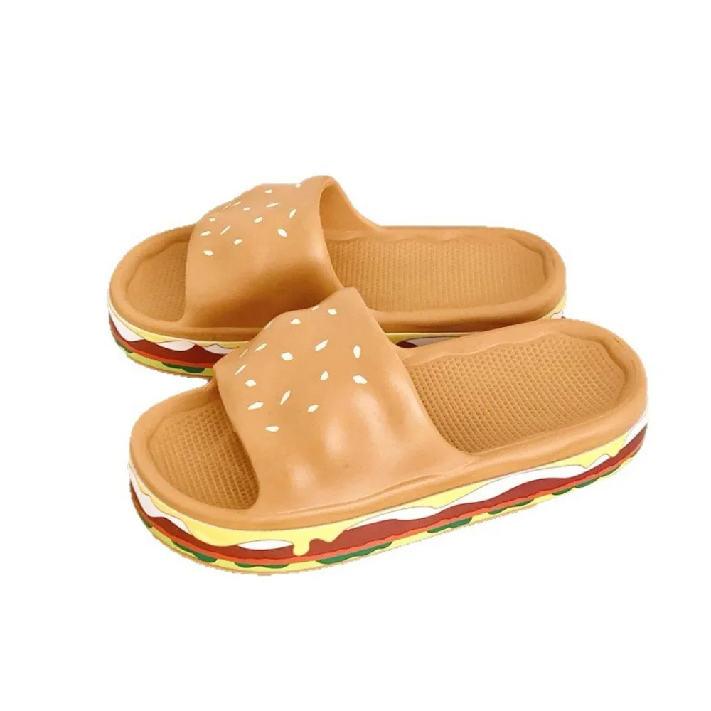 مضحك محاكاة همبرغر النعال سميكة وحيد عدم الانزلاق لينة أسفل إيفا همبرغر النعال الإبداعية ثلاثية الأبعاد همبرغر الشرائح