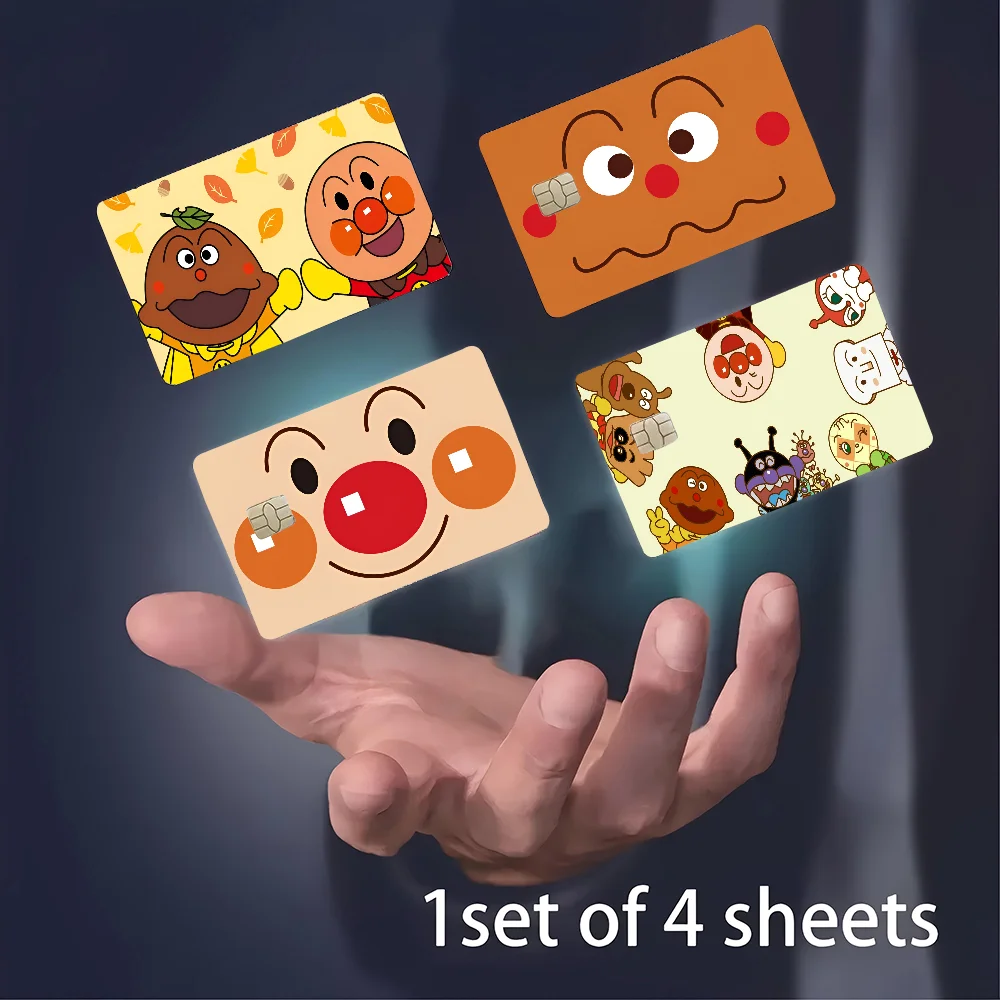 Felpudo para niños Anpanman Anime 2024, pegatinas de piel de dibujos animados de Anime, funda con cinta de película para tarjeta de débito de crédito grande, parte frontal