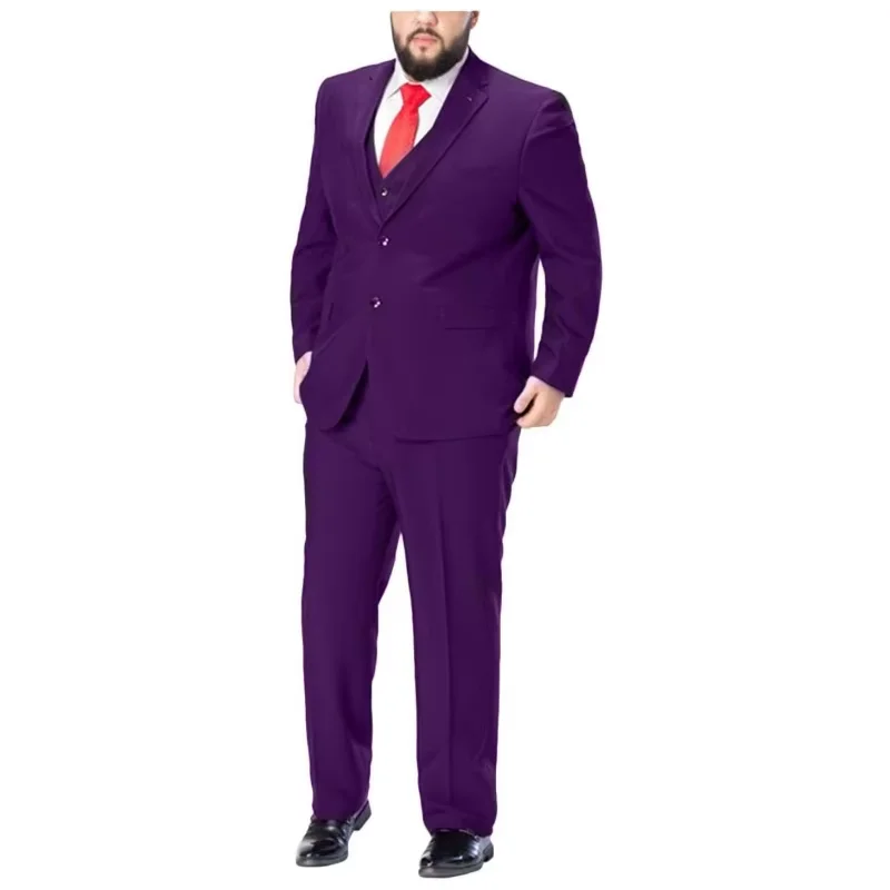 

"Big & Tall Men's Custom 3-Piece Formal Suit | 2-Button Wedding Tuxedo Set with Jacket, Vest & Pants | Plus Size Business Suits"