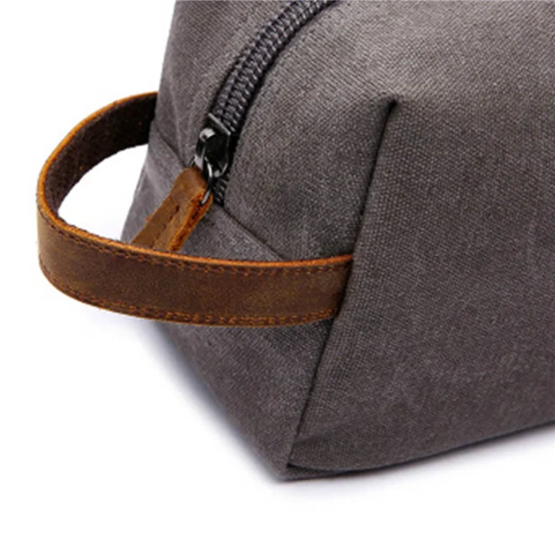 

ASDS-2X Men's Makeup Bag New Men Travel Toiletry Bag Canvas Leather Makeup Organizer Shaving Storage Pouch Cosmetic Bag Black