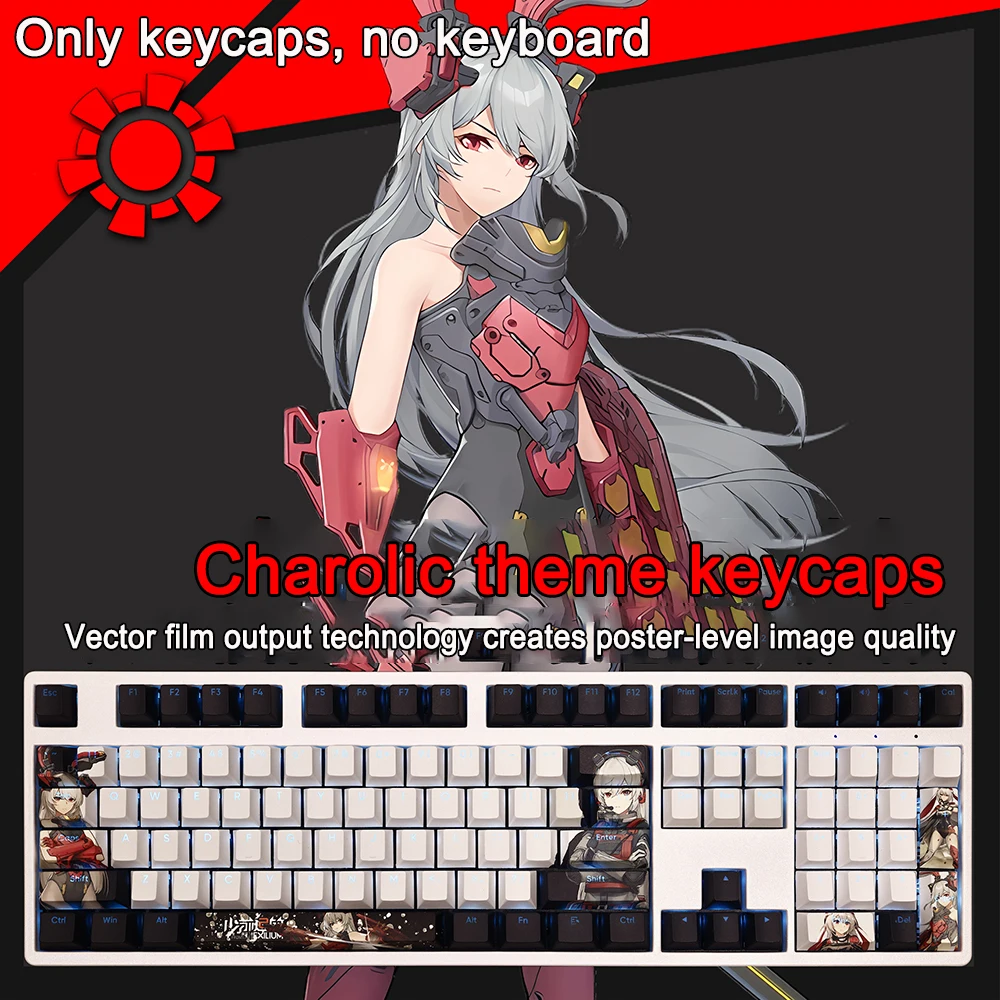 

108 Keys/set Girls Frontline Keycaps PBT Dye Subbed AK12 M200 Keycap Cherry Anime Cartoon Gaming Key Caps For ANSI 61 87 104 108