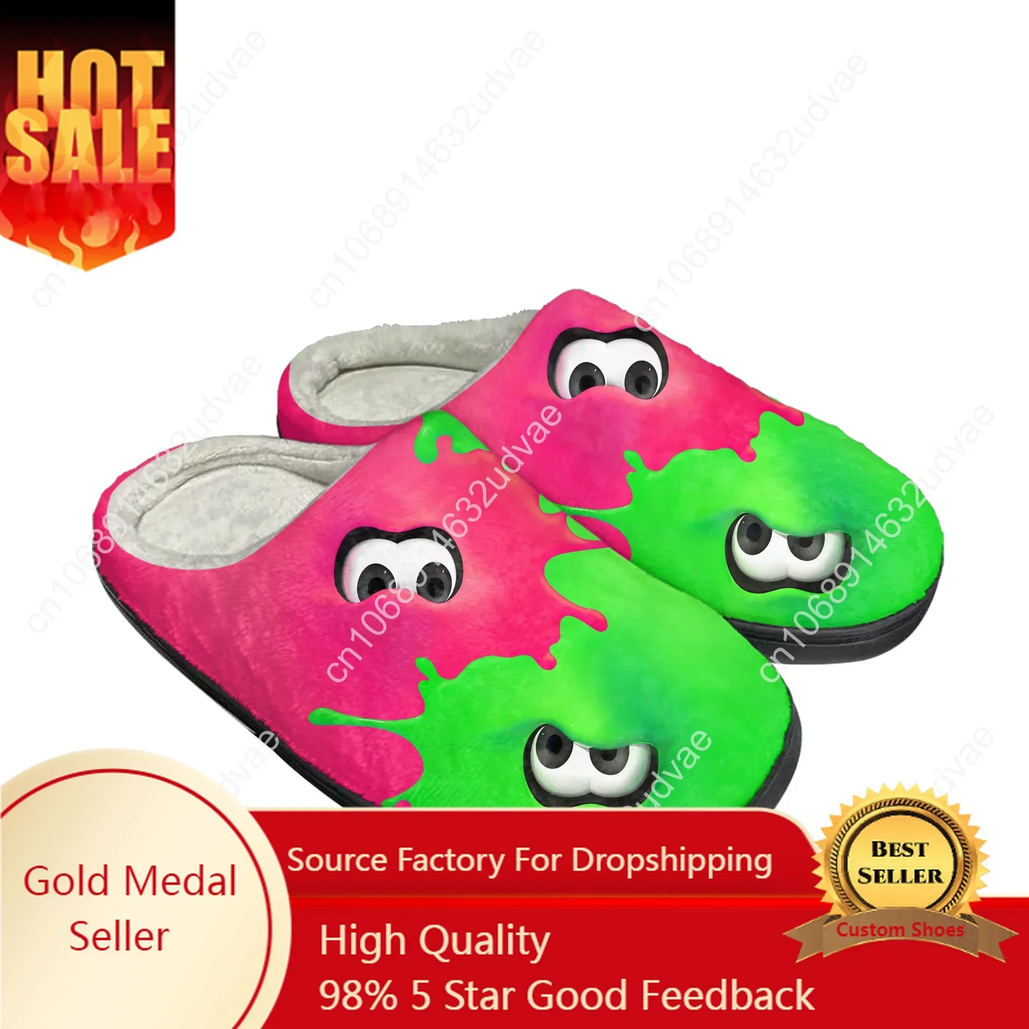 Splatoons Game Home Cotton Custom Slippers Mens Womens High Quality Sandals Plush Casual Keep Warm Shoes Thermal Slipper