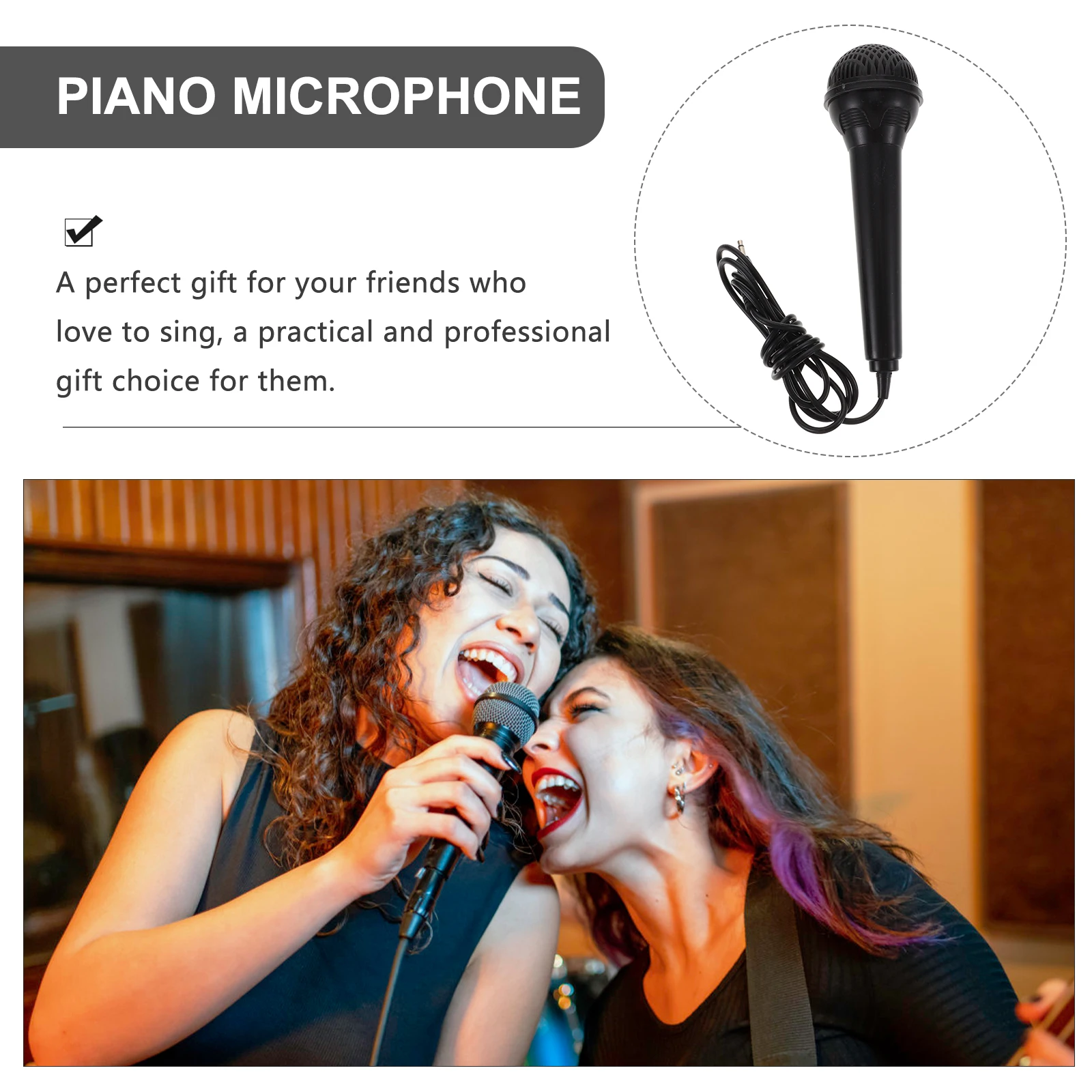 

Lightweight Plastic Electronic Keyboard Microphone 3.5mm Portable Handheld Singing Mic for Piano Compatible Home Outdoor Devices