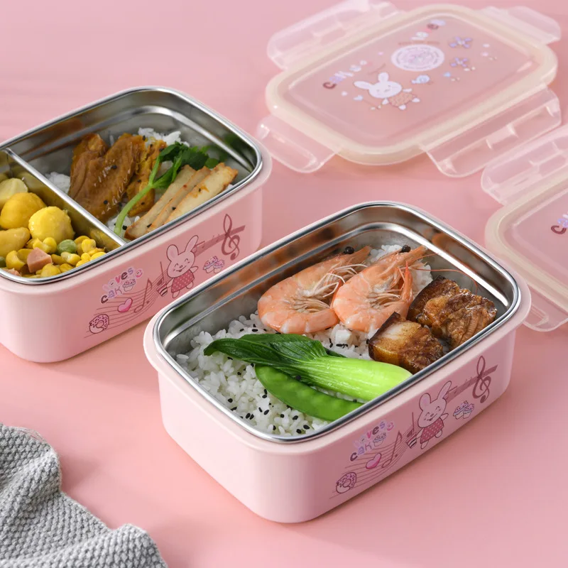 

Lunch Boxes Stainless Steel and PP Leak-Proof Lunch Boxes with A Spoon Convenient Student