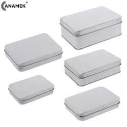 Square Tin Storage Boxes Small Metal Storage Box Silver Jewelry Keys Coins Metal Box Tin Wedding Candy Storage Tin Can Iron Box